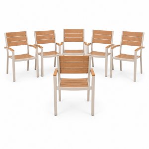Gartenstuhl mit Gestell, 6er-Pack, beige Eiche - Aintwood - Las Vegas Gartenstuhl mit Gestell, 6er-Pack, beige Eiche - Aintwood - Las Vegas