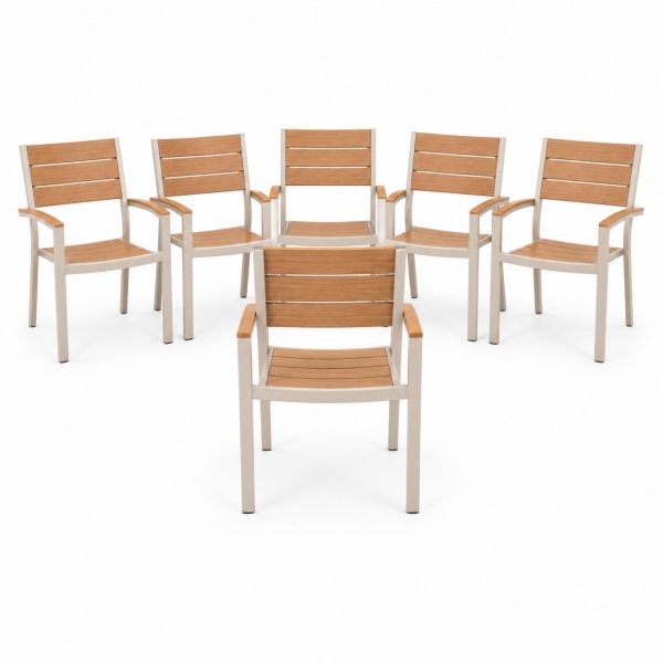 Gartenstuhl mit Gestell, 6er-Pack, beige Eiche - Aintwood - Las Vegas Gartenstuhl mit Gestell, 6er-Pack, beige Eiche - Aintwood - Las Vegas
