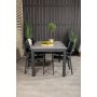 Ekens Spisegruppe (152x90) - Sort/Gr - 4 Stole