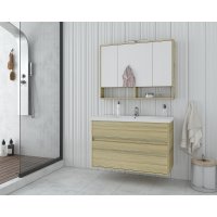 Badrumsmöbler Instinct 100 - Natural Oak med spegelskåp Badrumsmöbler Instinct 100 - Natural Oak med spegelskåp