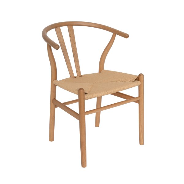 Matstol natur med armst�d, Y-format ryggst�d & fl�tad sits � Yngvald