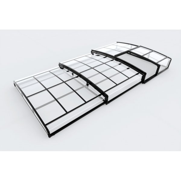 Pooldach aus schwarzem Polycarbonat, 663 x 326 x 80 cm