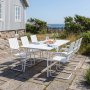 Matgrupp utomhus 6 stolar vit 180 cm bord utem�bler + Textilimpregnering f�r utem�bler