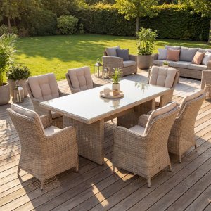 Trädgårdsbord Hampton 200x100 cm konstrotting utemöbler Trädgårdsbord Hampton 200x100 cm konstrotting utemöbler