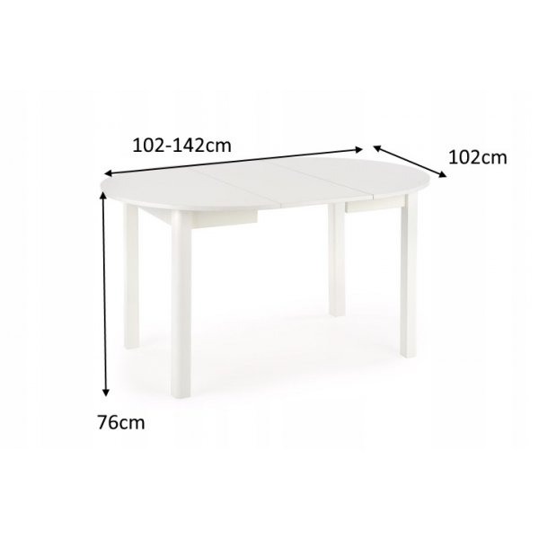 Matbord vitt f�rl�ngningsbart 102-142 cm