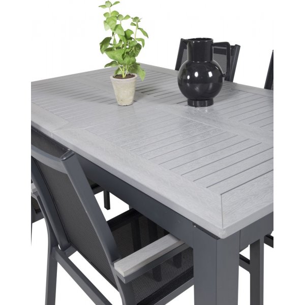 Ekens Spisegruppe (152x90) - Sort/Gr - 4 Stole