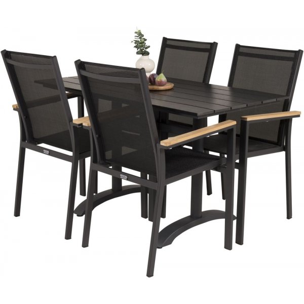 Dallaren Matgrupp (70x120) - Svart - 4 Stolar