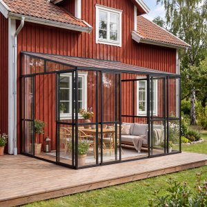 Väggmonterat Uterum - 10,1 m² & Skjutdörrar i Glas till Altan Väggmonterat Uterum - 10,1 m² & Skjutdörrar i Glas till Altan