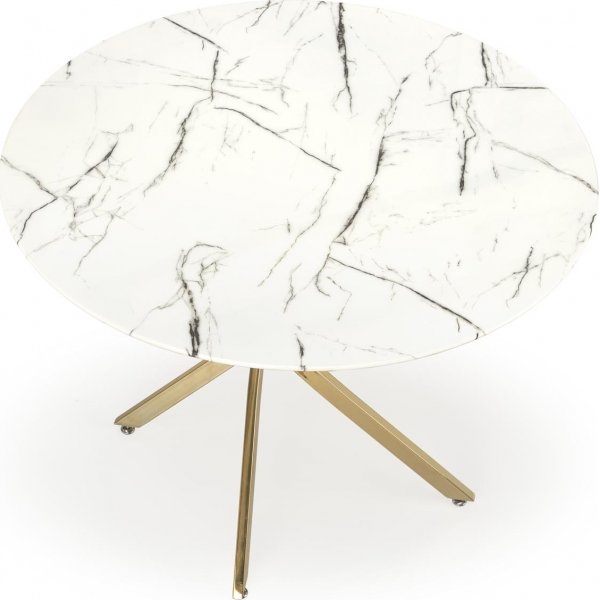 Raymond matbord �100 cm - Vit marmor/guld