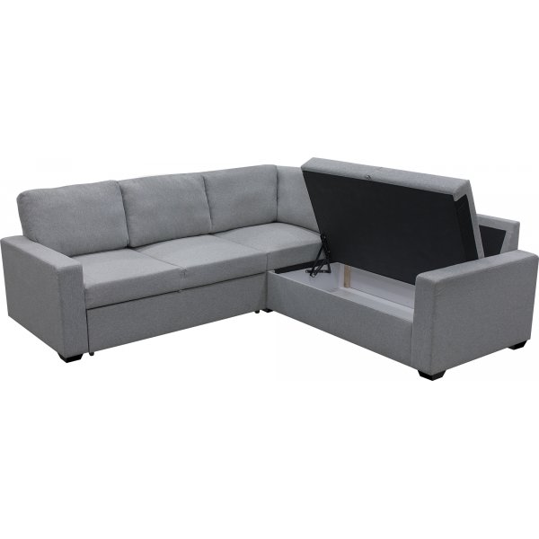 H�rnsoffa Belissa med b�ddfunktion och f�rvaring - 235x235 cm - m�rkgr�