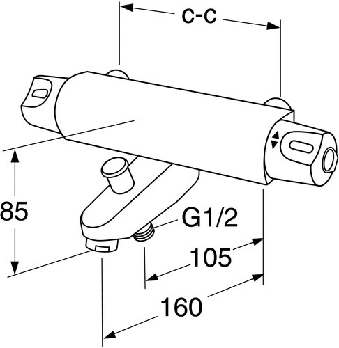 Gustavsberg Nautic termostat badkarsblandare, 160 c-c