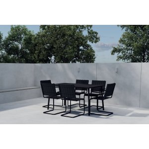Holmsund Matgrupp Svart 6 stolar 150x90 cm
