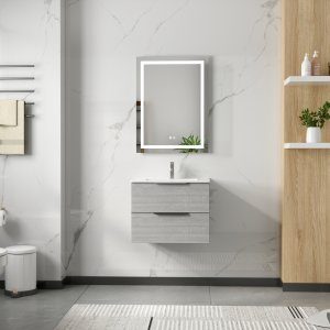 Badrumsm&ouml;bler 60 cm Betonggr&aring; - London + Toalettpappersh&aring;llare