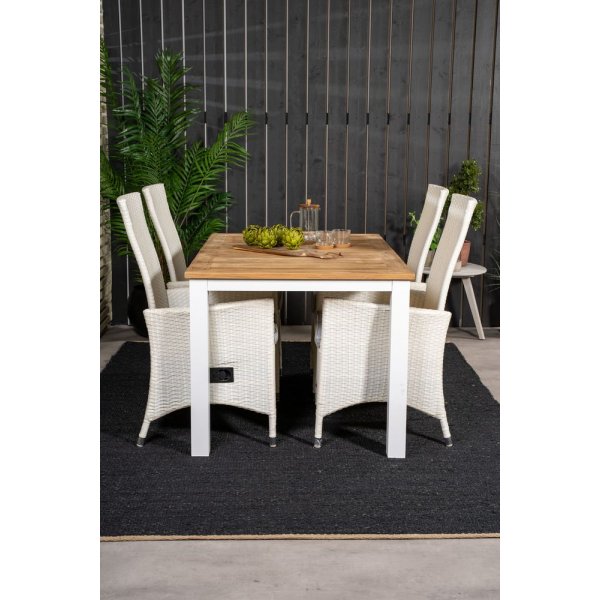 Dotorp Matgrupp (160x90) - Vit/Natur - 4 Stolar Dotorp Matgrupp (160x90) - Vit/Natur - 4 Stolar