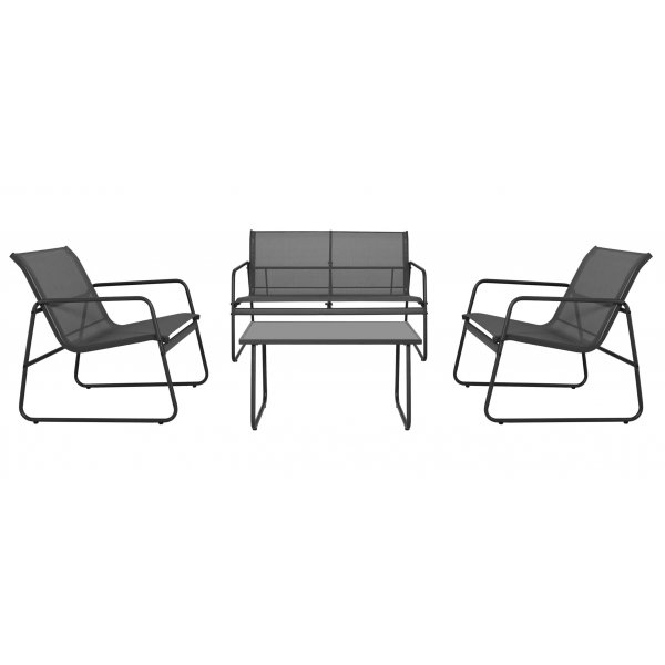 Zanzibar loungegruppe sofa & l�nestole med sofabord sort + Pletfjerner til m�bler