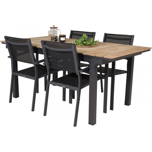 Maglehem Spisegruppe (160x90) - Sort/Natur - 4 Stole Maglehem Spisegruppe (160x90) - Sort/Natur - 4 Stole