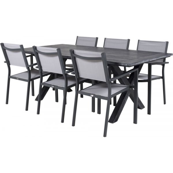 Ramsj Matgrupp (200x100) - Svart - 6 Stolar