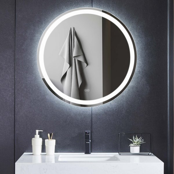 Badevrelsesspejl 60 cm | LED-belysning, antidug og lysdmper