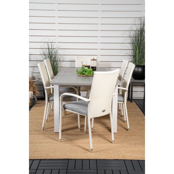 Ekenäs Matgrupp (160x90) - Vit/Grå - 6 Stolar Ekenäs Matgrupp (160x90) - Vit/Grå - 6 Stolar