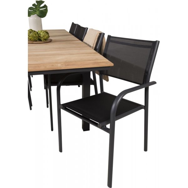 Maglehem Matgrupp (160x90) - Svart/Natur - 8 Stolar