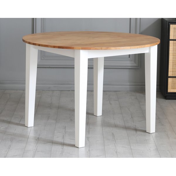 Rundt spisebord Ø110 cm Hvid / Olieret eg - Dalön Rundt spisebord Ø110 cm Hvid / Olieret eg - Dalön