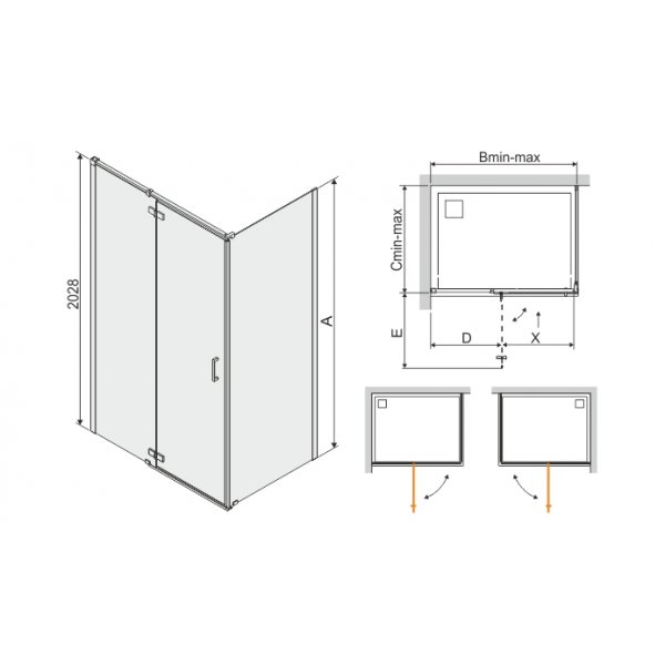 Duschhörn Free Line II - 6mm glas (square eller rectangular)  Duschhörn Free Line II - 6mm glas (square eller rectangular)