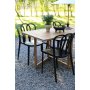 Spisegruppe Salt teak: Nedslningsbord i teak inkl. 4 Thornet stelstole