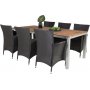 Salstad Matgrupp (200x100) - Svart/Natur/Silver - 6 Stolar