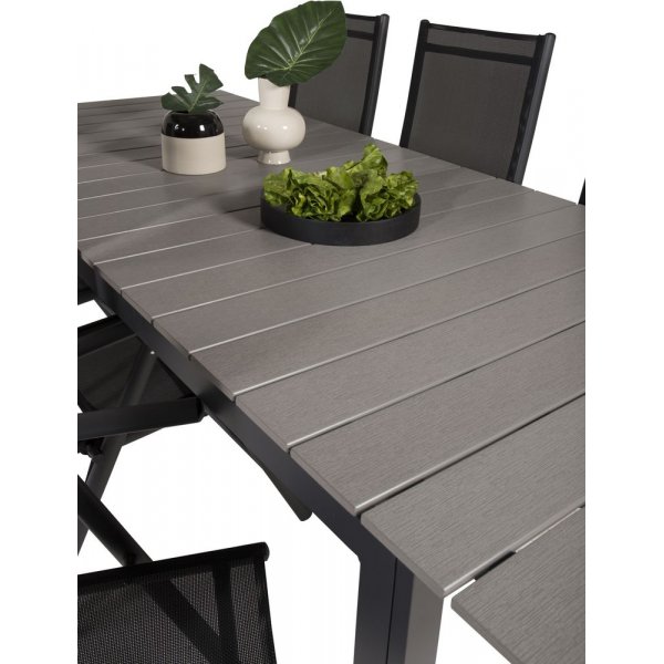 Prässebo Spisegruppe (224x100) - Sort/Grå - 6 Stole Prässebo Spisegruppe (224x100) - Sort/Grå - 6 Stole