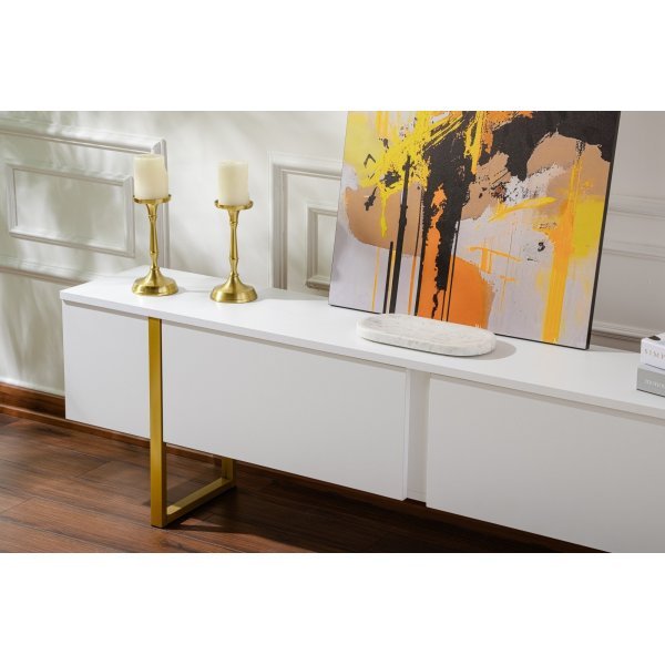 Serenity TV-b�nk 180 cm - Vit/guld