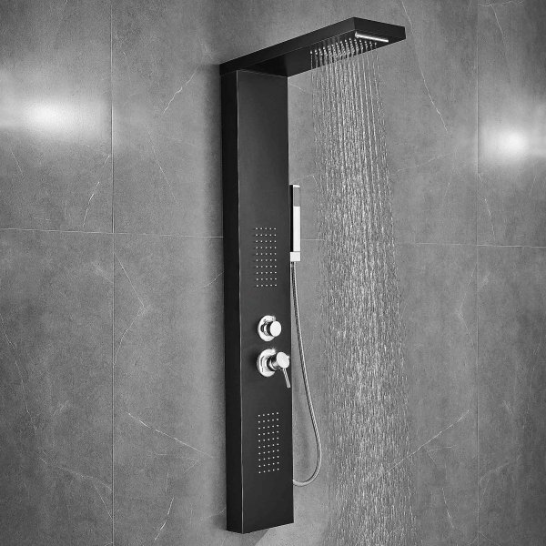 Duschpanel Lexi  svart rostfritt stl