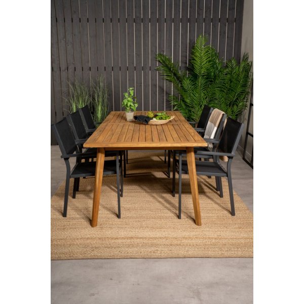 Charlottenberg spisegruppe (220x100) - Sort/Natur - 6 Stole Charlottenberg spisegruppe (220x100) - Sort/Natur - 6 Stole
