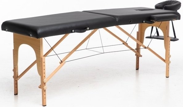 Massagebnk med trben - 2 zoner - Svart