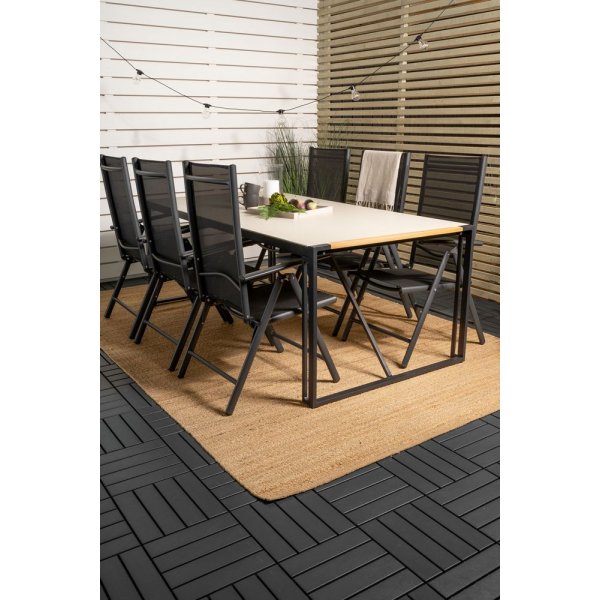 Tornsborg Matgrupp (200x100) - Svart/Gr - 6 Stolar