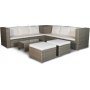Key West udendrs gruppe; hjrnesofa med bord, fodskamler og opbevaring - Brun syntetisk rattan