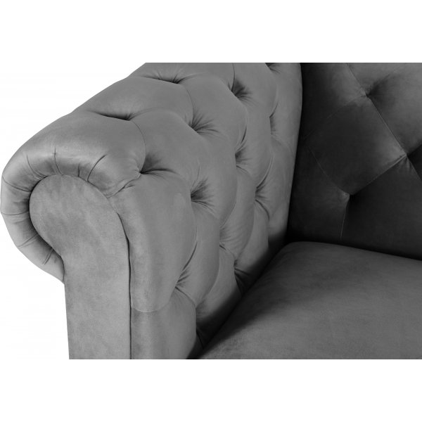 Chesterfield 3-personers sofa 210 cm gr� fl�jl