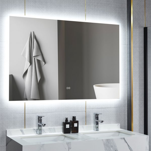 Badev�relsesspejl 140 x 100 cm med LED-belysning og antidug