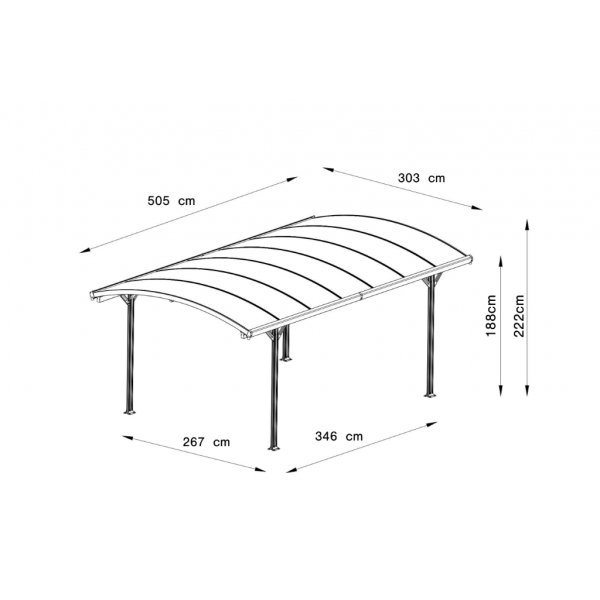 Carport byggsats 15 m� aluminium 505x303 cm kanalplasttak