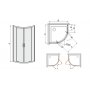 Duschhrn TX Halvrund - 5mm glas (2-drrar uttgende)