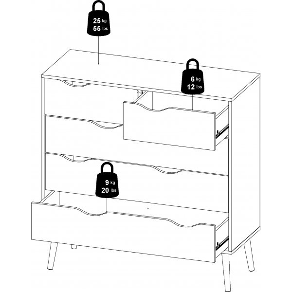 Oslo byr� med 5 l�dor - Vit/ek