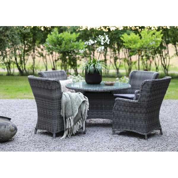 Gartentisch aus grauem Rattan - Jacksonville + Reinigungsspray für Gartenmöbel Gartentisch aus grauem Rattan - Jacksonville + Reinigungsspray für Gartenmöbel