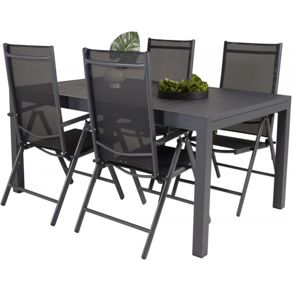 Holma Spisegruppe (160x100) - Sort - 4 Stole Holma Spisegruppe (160x100) - Sort - 4 Stole