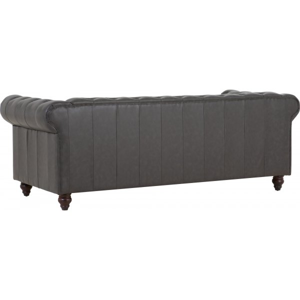 Soffa chesterfield 3-sits 219 cm - mörkbrun PU Soffa chesterfield 3-sits 219 cm - mörkbrun PU
