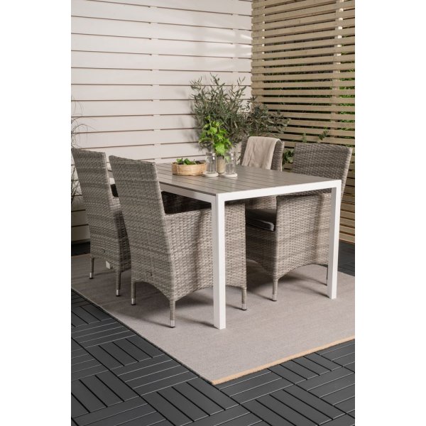 Ervalla Matgrupp (150x90) - Gr/Vit - 4 Stolar