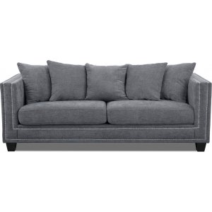Soffa gr�tt tyg 217 cm bred