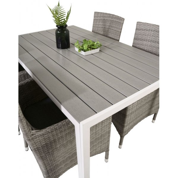 Ervalla Matgrupp (150x90) - Gr/Vit - 4 Stolar