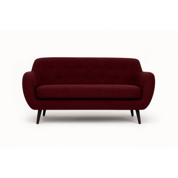 Burgunderrotes 3-Sitzer-Sofa Boggie - 190 cm breit, Samtbezug Matt Velvet 59, schwarze Beine Burgunderrotes 3-Sitzer-Sofa Boggie - 190 cm breit, Samtbezug Matt Velvet 59, schwarze Beine