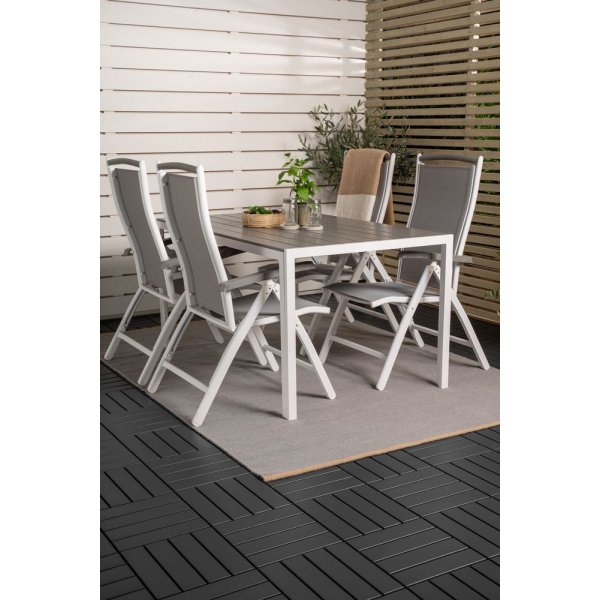 Ervalla Matgrupp (150x90) - Vit/Gr� - 4 Stolar