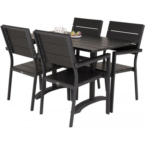 Dallaren Matgrupp (70x120) - Svart - 4 Stolar