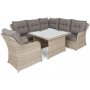 Hjrnesofa Bergamo med lnestol & bord - Beige/beige meleret